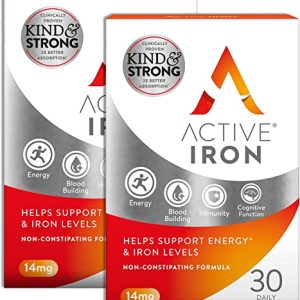 Active Iron (2 Packs) | Non-Constipating | Iron Tablets | Ferrous Iron Sulphate Supplement | 60 Capsules …