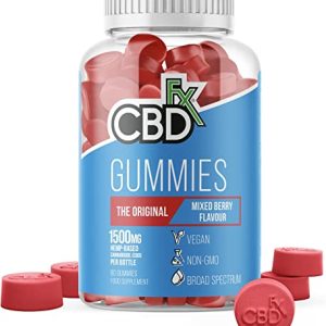 CBDfx 1500mg CBD High Strength Mixed Berry Gummies 25mg CBD per Gummy 60x Bottle (30 Days)