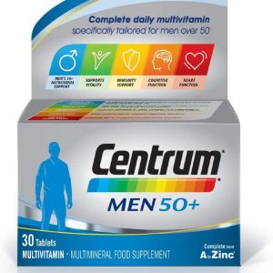 Centrum Men 50+ Multivitamin & Mineral Tablets, 24 essential nutrients including Vitamin D, Complete Multivitamin Tablets, 30 tablets