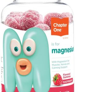 Chapter One Magnesium Gummies, Calm Gummies for Kids and Adults, Kosher (Raspberry 60 Count)