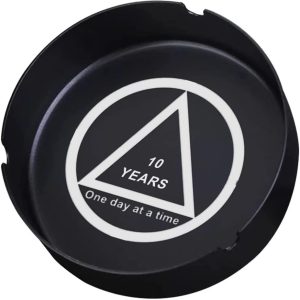 Inspirational AA NA Sobriety Gift, 10 Years Sober Recovery Milestone Ashtray, Alcoholics Anonymous Addiction Recovering Ash Tray for Cigarettes,...