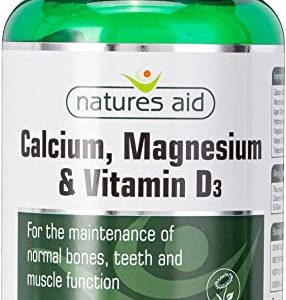 Natures Aid Calcium Magnesium and D3, Helps Maintain Normal Bones, Teeth and Muscle Function, Vegan, 90 Tablets