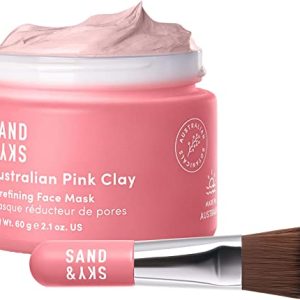 Sand & Sky Australian Pink Clay Mask Set - Pink Clay Face Mask & Facial Brush Applicator Gift Set | Facial mask for Pore Minimizer & Acne Treatment