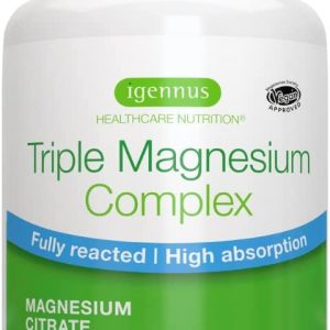 Triple Magnesium Complex, 2000mg Magnesium Citrate, Bisglycinate & Taurate, Providing 262mg Elemental Magnesium, Vegan, 60 Tablets, by Igennus