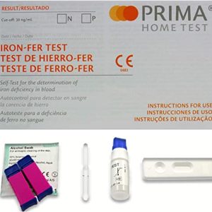 1 x Prima Home Anemia/Anaemia/Iron Deficiency Test Kit - Including 1 Extra Alcohol Cleansing Wipe