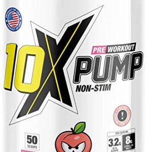 10X Athletic Non Stim Pre Workout | 3.2g Beta Alanine |3g Creatine | Sugar Free | Vegan | Low Calorie | Various Flavours | 600g 25/50 Servings (Peach)