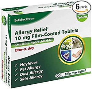 3 months supply bells healthcare cetirizine hayfever allergy tablets 14 x 6