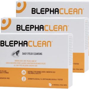 60 Blephaclean Sterile Daily Eyelid Wipes For Blepharitis | Cleaning Hygienic Moisturising Eyelid Wipes for Sensitive Skin, 20 wipes x 3 pack