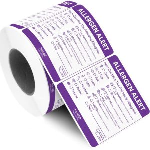 Allergen Labels – 600PC Roll of Allergen Stickers – Professional Natasha’s Law Allergy Sticker Labels for Commercial Kitchens & Catering Outlets