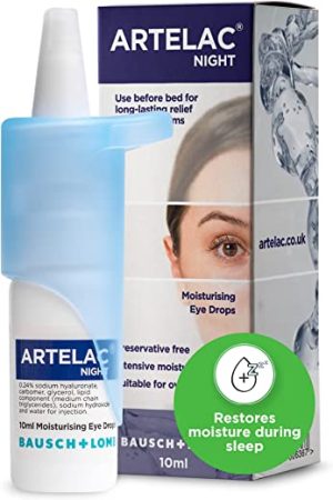 Artelac Night Eye Drops, Symptom Relief for Tired, Dry, Stressed, Gritty, Burning and Tearing Eyes, Preservative Free and Restores Moisture During...
