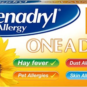 Benadryl Allergy One a Day 10 mg Tablets - Effective and Long-Lasting Relief from Hay Fever, Pet, Skin and Dust Allergies - 30 Count