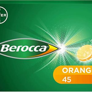 Berocca Vitamin C Effervescent Tablets, with Magnesium, Vitamin B12 & Vitamin B Complex, Orange Flavour, 1 Pack of 45 Tablets - 6 Weeks Supply