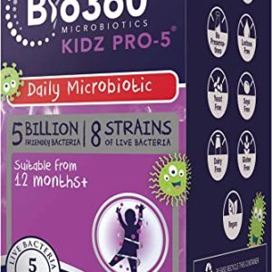 Bio360 Kidz Pro-5 (5 Billion Bacteria)|from Natures Aid|Children's Microbiotic|90g Powder(Packaging may vary)