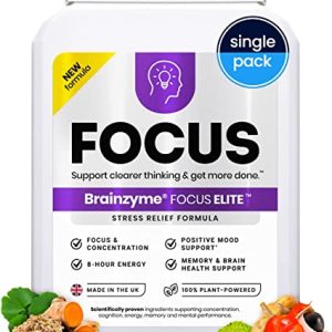 Brainzyme® Focus Elite [Single Pack] ADHD. Stress Free Focus, Energy, Positive Mood & Memory. Panax Ginseng, Ginkgo Biloba, Guarana, Theanine,...