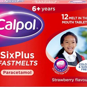 Calpol SixPlus Fastmelts Paracetamol Medication Strawberry Flavour for 6+ Years (12 Tablets)