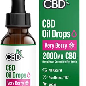 CBDfx 2000mg CBD High Strength Flavoured CBD Oil Very Berry Vegan Non-GMO Broad Spectrum Blended with MCT Oil Improved Purity All Natural No THC...