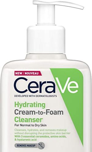 cerave hydrating cream to foam cleanser for normal to dry skin 236ml with 6