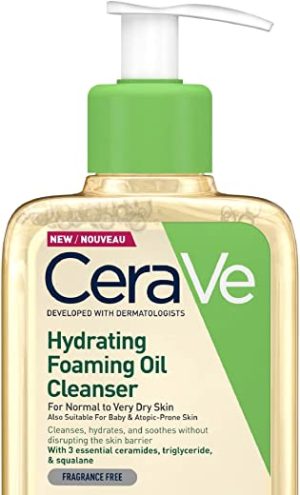 cerave hydrating foaming oil cleanser 236ml for normal to very dry skin with 6