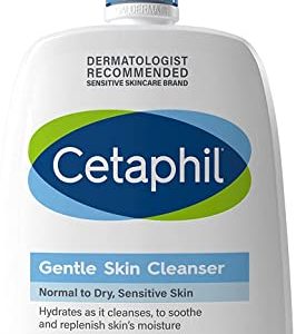 Cetaphil Gentle Skin Cleanser, Face & Body Wash, 1L, For Normal To Dry Sensitive Skin, With Niacinamide & Glycerin, Soap Free