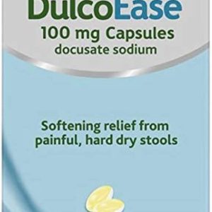 DulcoEase 100 mg Docusate Sodium Capsules - Softening Constipation Relief - Pack of 60 Soft Gel Capsules - Stool Softening Laxative