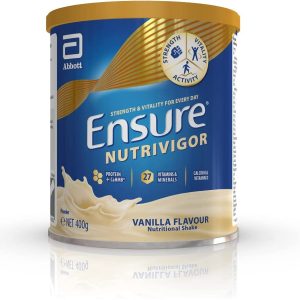 Ensure NutriVigor Protein Shake Boost Energy and Help Support Recovery Vitamin D Supplement, CaHMB and 27 Vitamins and Minerals, Vanilla, 400 g