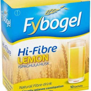 Fybogel Hi-Fibre Sachets for Constipation Relief, Lemon Flavour, 10 Count (Pack of 1)