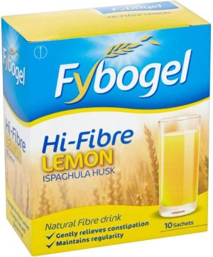 Fybogel Hi-Fibre Sachets for Constipation Relief, Lemon Flavour, 10 Count (Pack of 1)