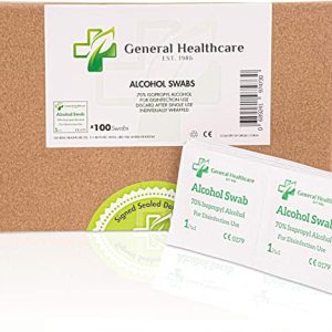 General Healthcare Alcohol Pre-Injection Alcohol Isopropyl Swabs (100 Packets)