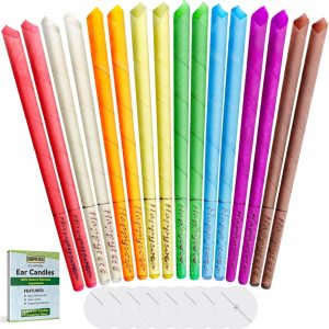 Happycoco All Natural Ear Candles Beeswax Candling Cones - 16 Pcs (8 Colours), 100% Non-Toxic Cylinders Fragrance Hollow Cone Candles with 8...