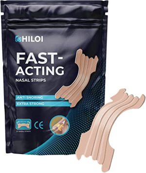 HILOI Nasal Strips Extra Strength, Tan, 21 Count, Works Instantly, for Breathing Better, Nasal Congestion Relief, Stop Snoring, Cold, Allergy