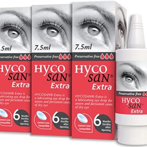 Hycosan Extra - Triple Pack - Preservative Free Eye Drops - Sodium Hyaluronate 0.2% - for Treatment of Dry Eyes - 3x7.5ml