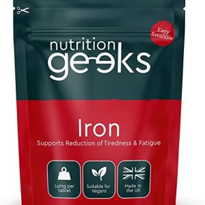 Iron Tablets High Strength 14mg - 180 Tablets, 6 Months Supply - Vegan Iron Supplements for Women and Men - Ferrous Fumarate Energy Tablets,...