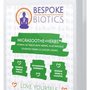 Migraine Relief Feverfew + Ginger + Vitamin B2 Riboflavin 400mg per Capsule - Migrasoothe + Herbs NHS Recommended Ingredients UK Made Stress,...