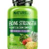 NATURELO Bone Strength - Plant Calcium, Magnesium, Potassium, Vitamin D3, VIT C, K2 - No GMOs, SOYA or Gluten - Complete Whole Food Supplement for...