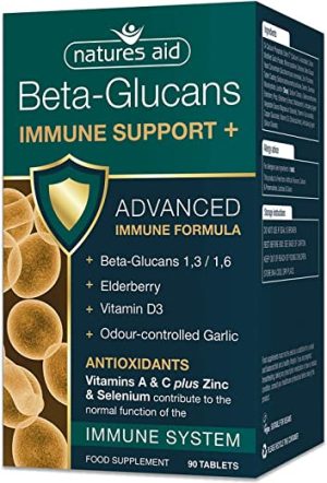 Natures Aid Beta-Glucans Immune Support + 90 Tablets (Award-winning Formula, with Beta Glucans (1,3/1,6), Elderberry, Vitamin D3 and...