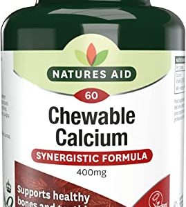 Natures Aid Chewable Calcium, 400 mg with Vitamin D3, 60 Tablets (for the Maintenance of Normal Bones and Teeth, Vegan Society Approved, Made in...
