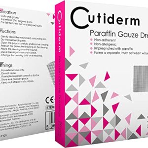 Pack of 20 Cutiderm Sterile Paraffin Gauze Dressing 5cm x 5cm - Suitable for Superficial and Partial Thickness Burns, Skin Loss Wounds, abrasions...