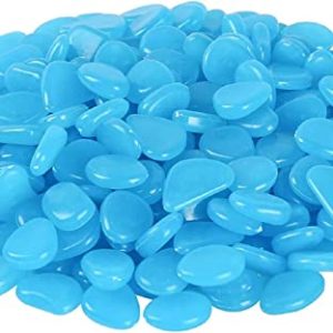 Pebble Stones 100Pcs, Luminous Cobblestones Glowing in Dark Glow Pebble Rock Stones for Walkaway, Aquarium, Home Decor, Garden, Patio and Fish Tank...