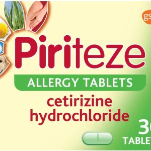 Piriteze Antihistamine Allergy Relief Tablets, Cetirizine, Hay Fever Tablets - 30 Count (Pack of 1)