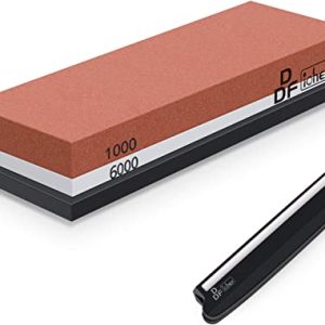 Sharpening Stone, DDF IohEF Whetstone grit 1000/6000, Professional 2-in-1 Double-Sided Knife Sharpener with Non-Slip Silicone Base and Angle Guide