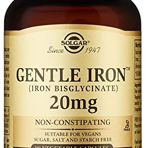 Solgar® Gentle Iron (Iron Bisglycinate) 20 mg Vegetable Capsules - Pack of 90