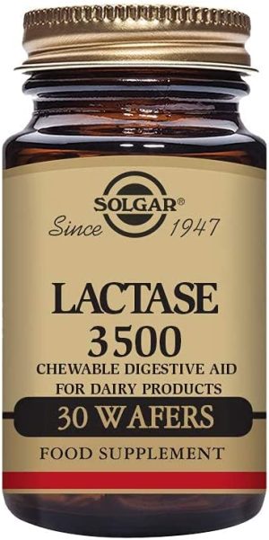 Solgar Lactase 3500 Wafers - Pack of 30 - Aids Dairy Digestion - Helps Break Down Sugar in Milk - Vegan and Kosher