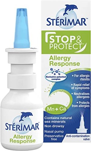 Sterimar Stop & Protect Allergy Response- 100% Natural Sea Water Based Nasal Spray with Added Magnese and Calcium- 20 ml Can