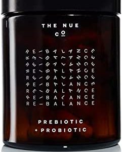 The Nue Co Natural Prebiotic + Probiotic IBS Relief Supports Gut Health, Immunity, and Skin Spore Based Bacteria Vegan Time-Delayed 60 Capsules (Jar)