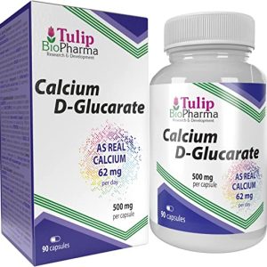 Tulip BioPharma Calcium D-Glucarate 500mg 90 Capsules, 3rd Party lab Tested, High Strength Supplement, No Fillers or Bulkers, Gluten and GMO Free