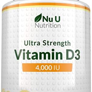 Vitamin D3 4000 IU, 365 Softgel Capsules NOT Tablets, Full Year Supply, Easy to Swallow Quadruple Strength Vitamin D3 Supplement