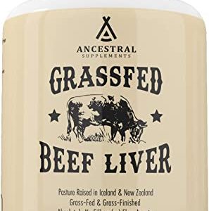 Ancestral Supplements Grass Fed Beef Liver Capsules, Supports Energy Production, Detoxification, Digestion, Immunity and Full Body Wellness,...