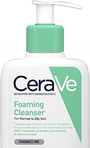 cerave foaming cleanser for normal to oily skin 473ml with niacinamide and 3