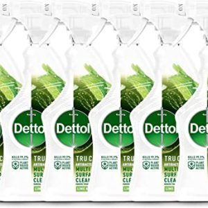 Dettol Tru Clean Antibacterial Disinfectant Multi Surface Spray Cleaner, Lime and Lemongrass, 6 X 750ml
