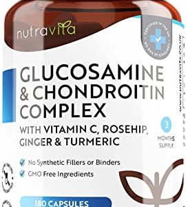 Glucosamine and Chondroitin Complex – 180 High Strength Capsules – Contributes to The Maintenance of Normal Immune System – with Vitamin C,...